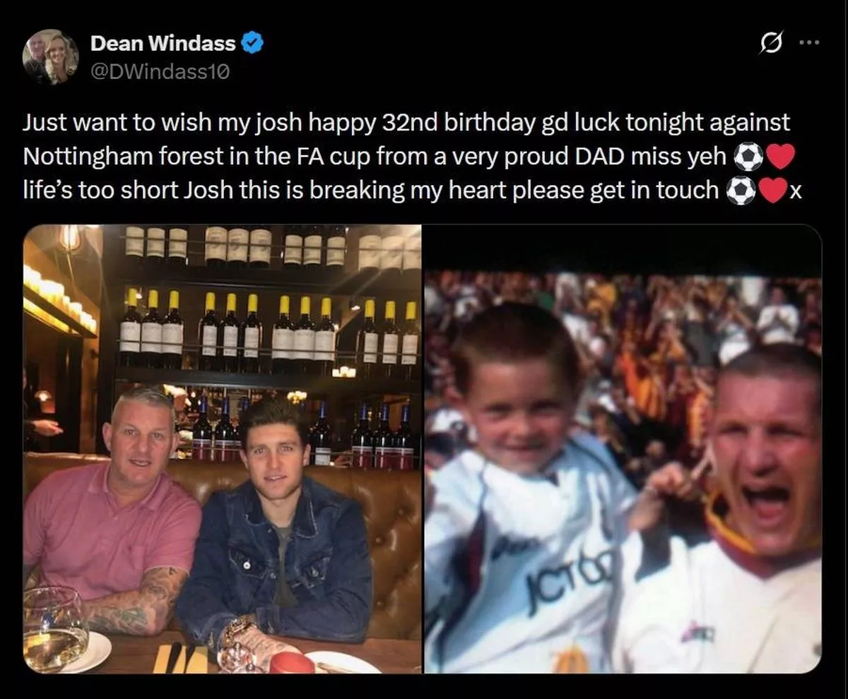 Dean Windass made an emotional plea to his son Josh on social media