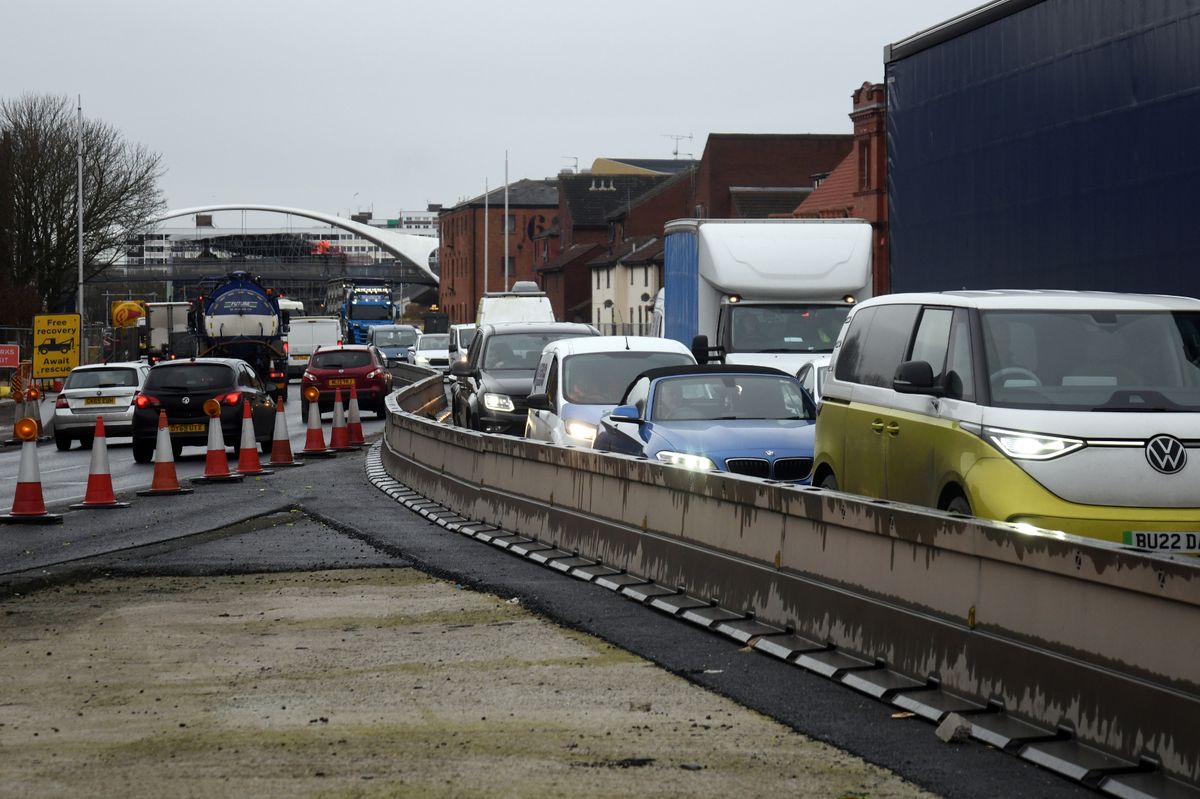 A file photo of traffic and roadworks on the A63 Castle Street, Hull
