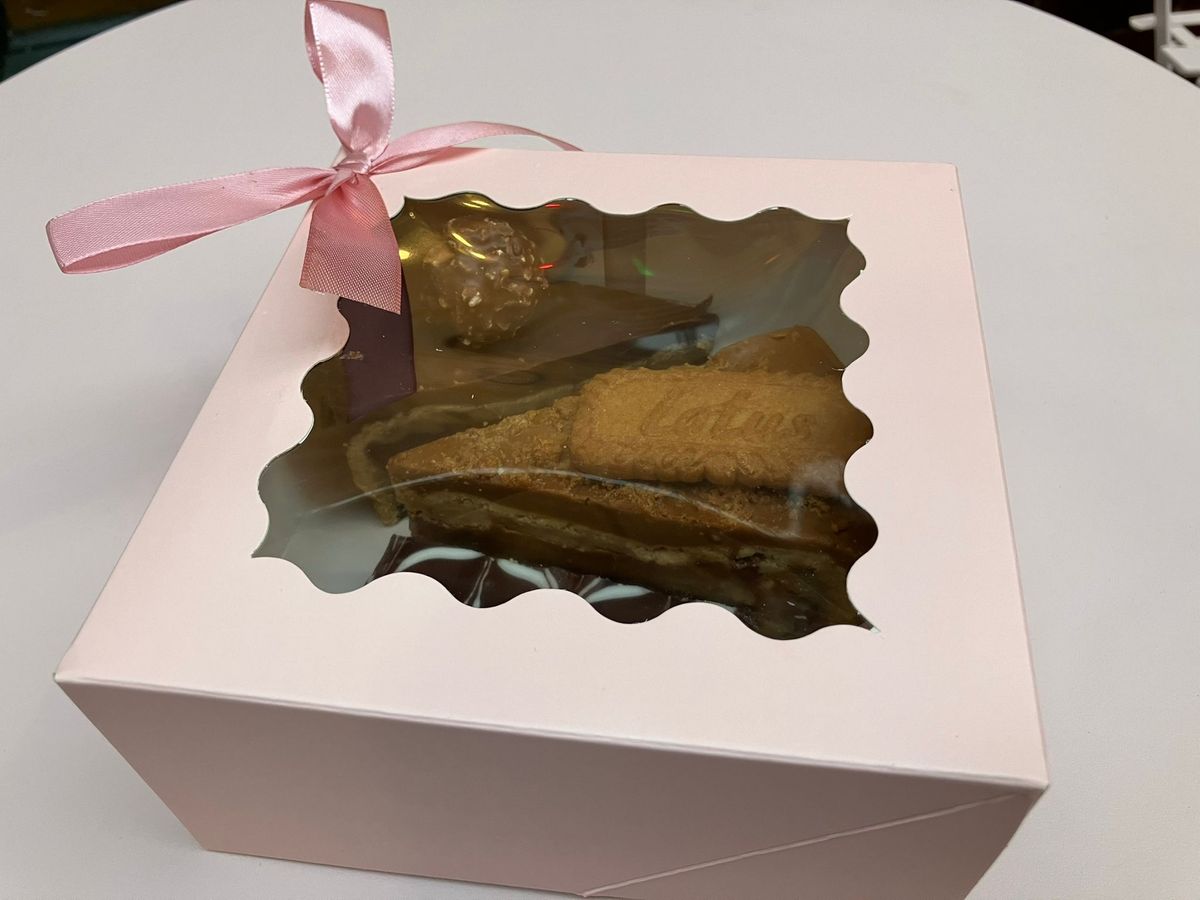 The very pretty box the cakes are presented in
