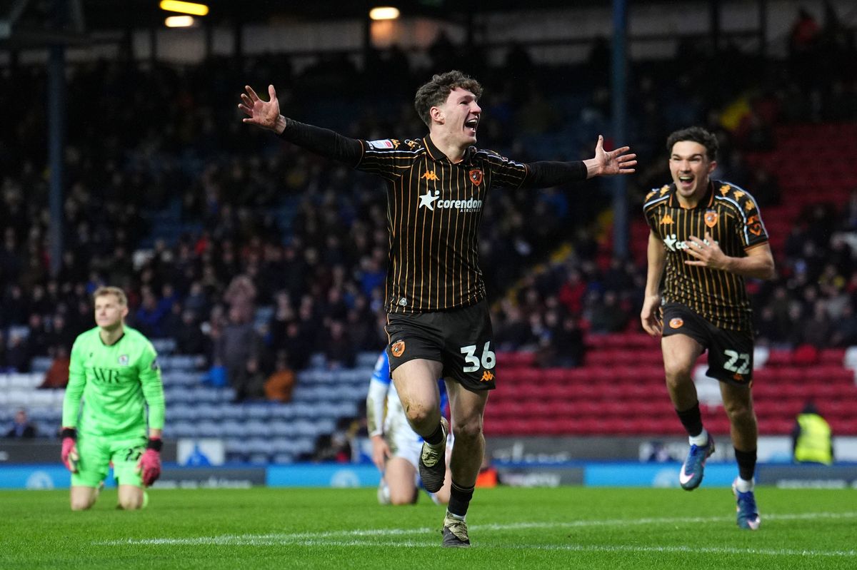 Hull City's Lewis Koumas celebrates scoring