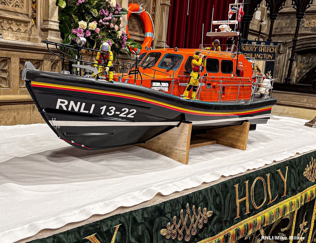 Model of Bridlington RNLI all weather lifeboat at Bridlington Priory Church