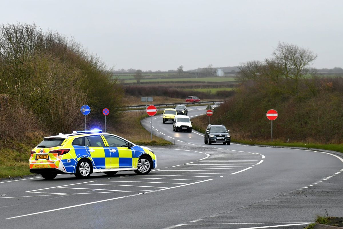 Police near the A15 following an incident on January 12, 2026
