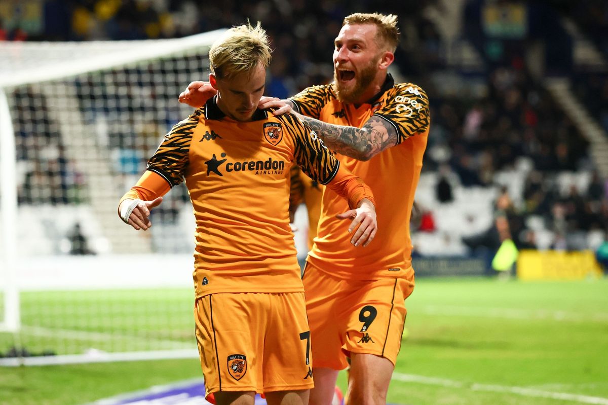 Liam Millar of Hull City scores at Preston