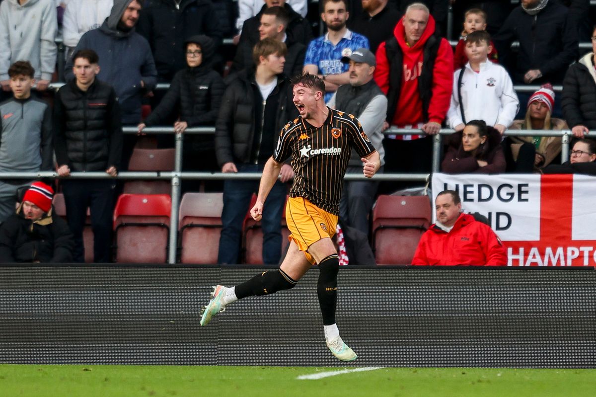 Charlie Hughes of Hull City celebrates