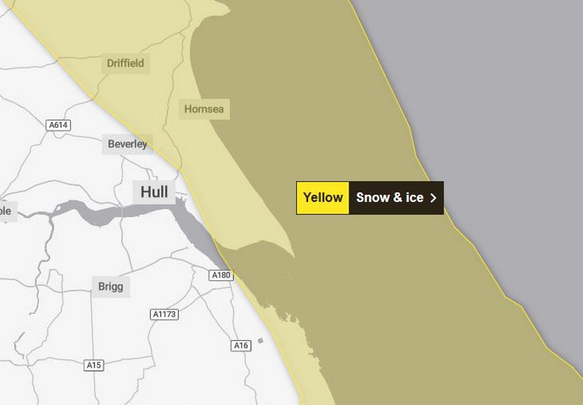 The snow and ice warning issued by the Met Office for Saturday, January 3