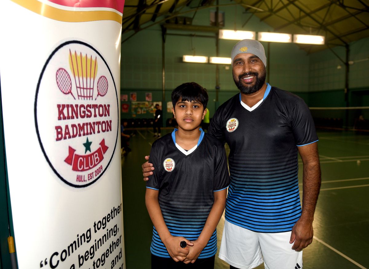 Humayun Ahmed with son Faizaan Ahmed, 11, at Kingston Badminton Club