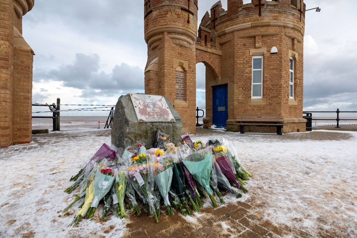 Floral tributes at the scene of the tragedy in Withernsea