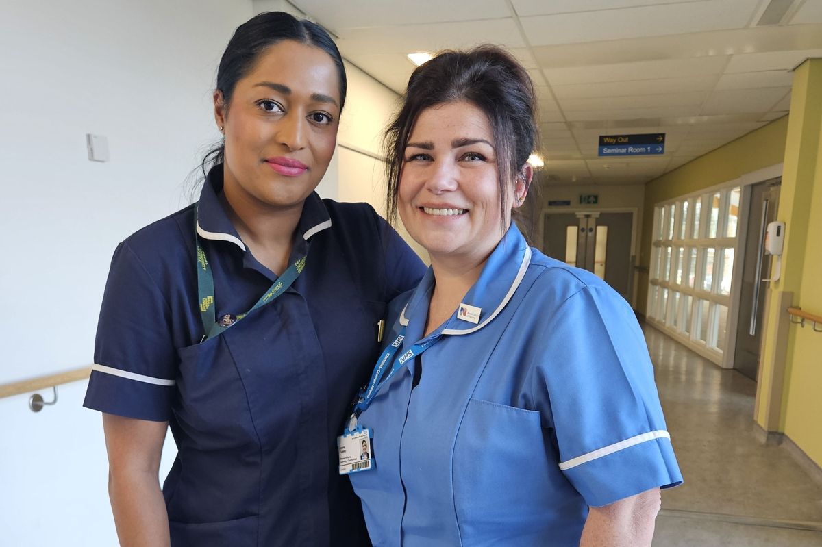 Zowie Fussey, right, with Tania Nurun, senior research nurse manager of the academic oncology and haematology trials unit