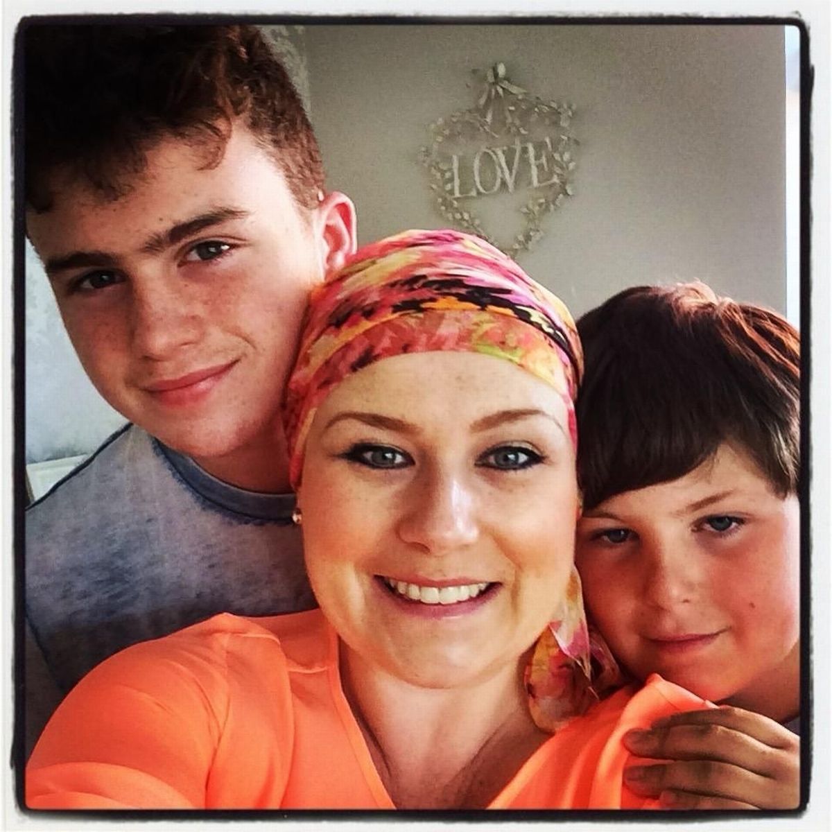 Zowie during treatment with sons Keaton and Martin