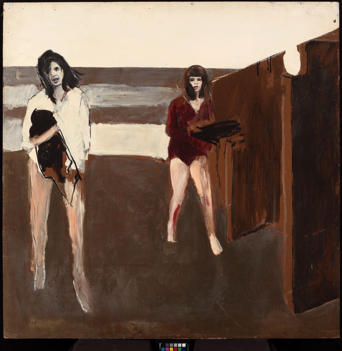 Two Girls on the Shore, an oil on board painted by David Remfry in 1963