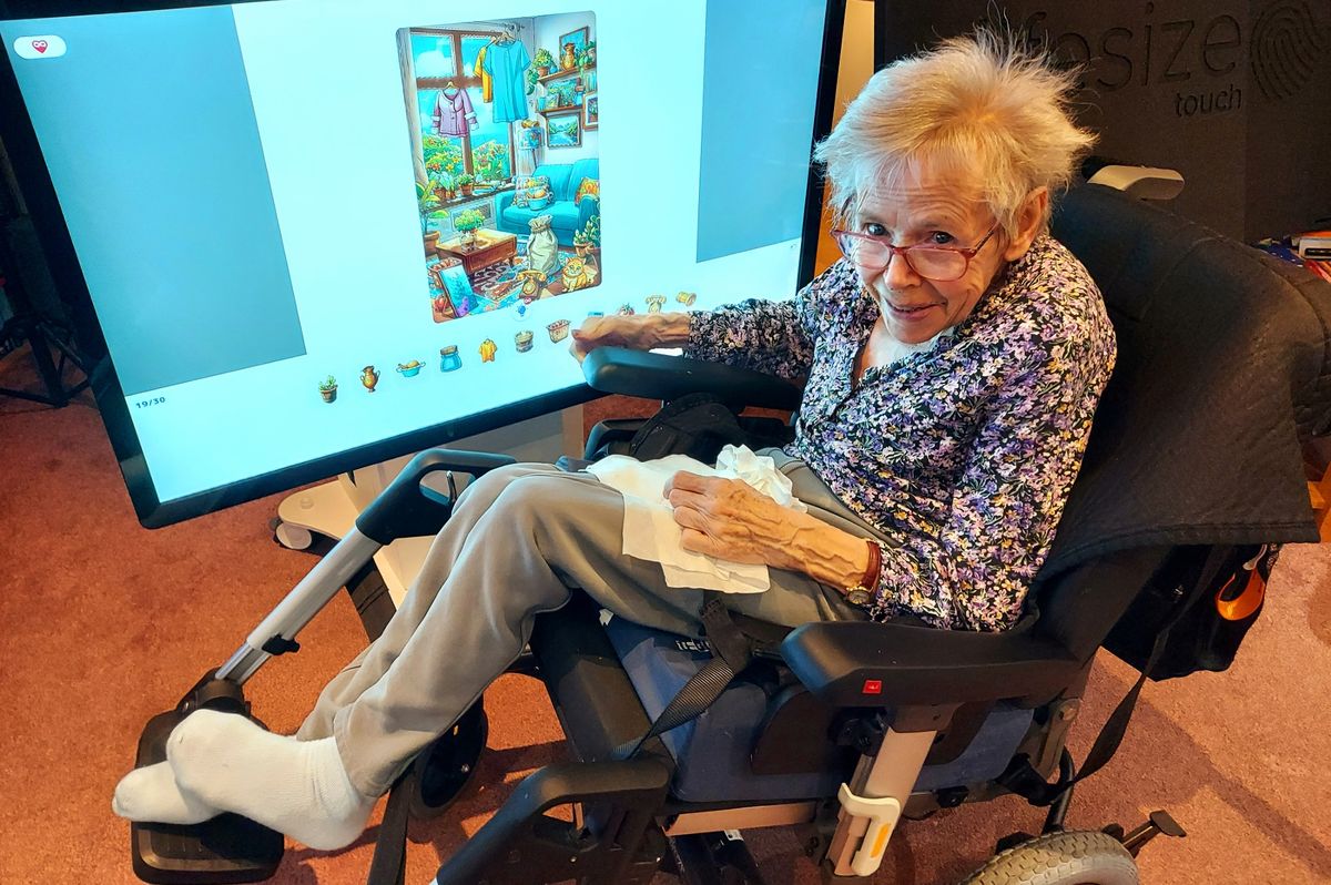 Residents can play many puzzles and games on the touch pad