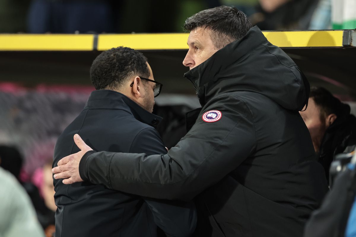 Sergej Jakirovic with Liam Rosenior at the MKM Stadium 