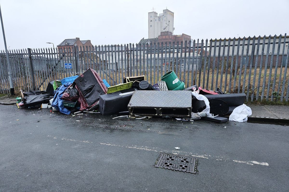 Fly-tipped waste discovered in Kirkby Street near Wincolmlee, Hull