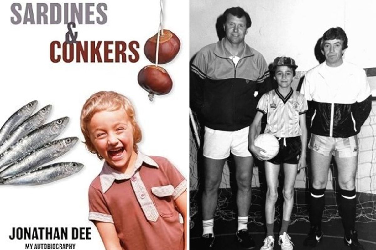 Jonathan Dee has penned Sardines & Conkers; Jonathan pictured as a young boy at Butlin's Minehead, in his Hull City kit and wearing footballer Peter Osgood's England cap