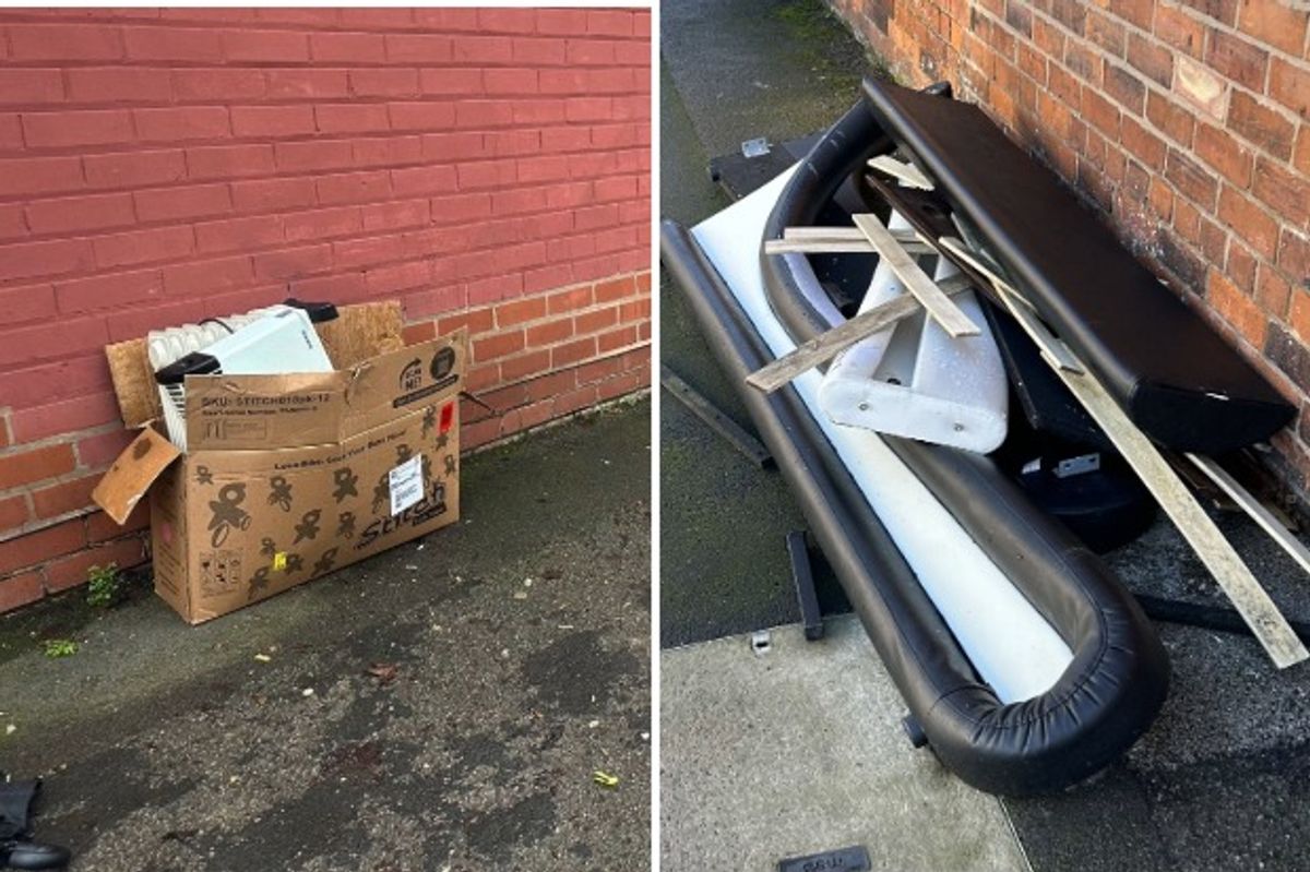 Waste fly-tipped in Reynoldson Street, left, and Tunis Street in Hull