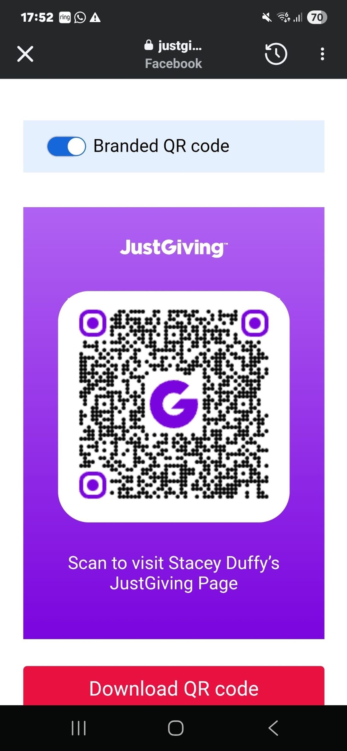 Stacey has set up a JustGiving appeal page