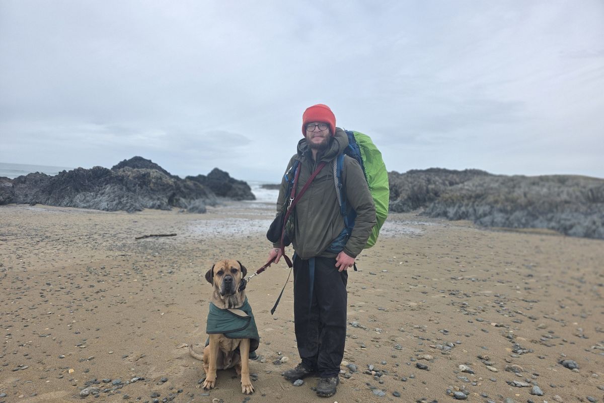 Jamie Pinnick and Zeus on their travels around the UK coastline