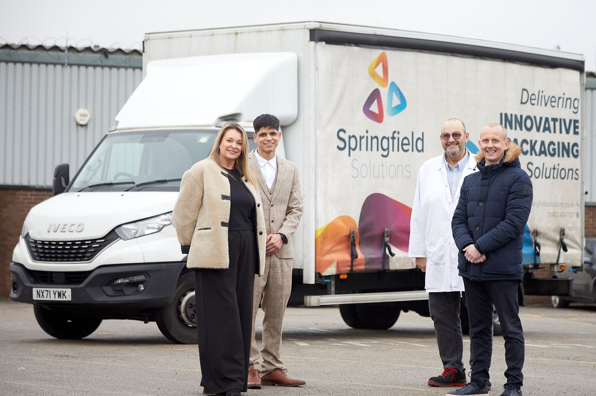 Springfield Solutions managing director Matt Dass, far right, with colleagues Rachael Bradley (far left) and Dave Medcalf (second from right), and University of Hull graduate Hemant Joshi.