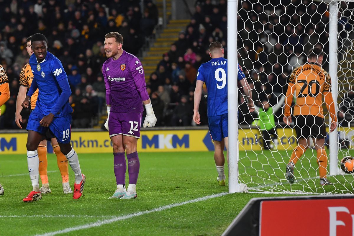 Dillon Phillips looks on after Chelsea score against Hull City