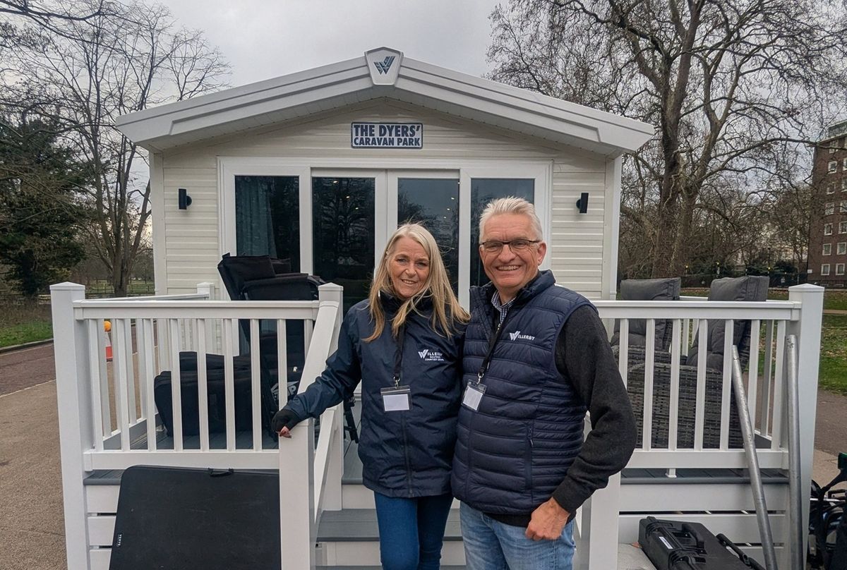 Willerby CEO Peter Munk and Southern Counties Leisure managing director Amanda Keen outside the Willerby Gainsborough holiday home