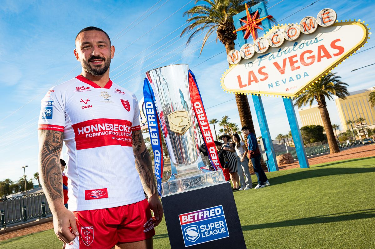 Hull KR captain Elliot Minchella is pictured at the ‘Welcome to Fabulous Las Vegas’ sign.