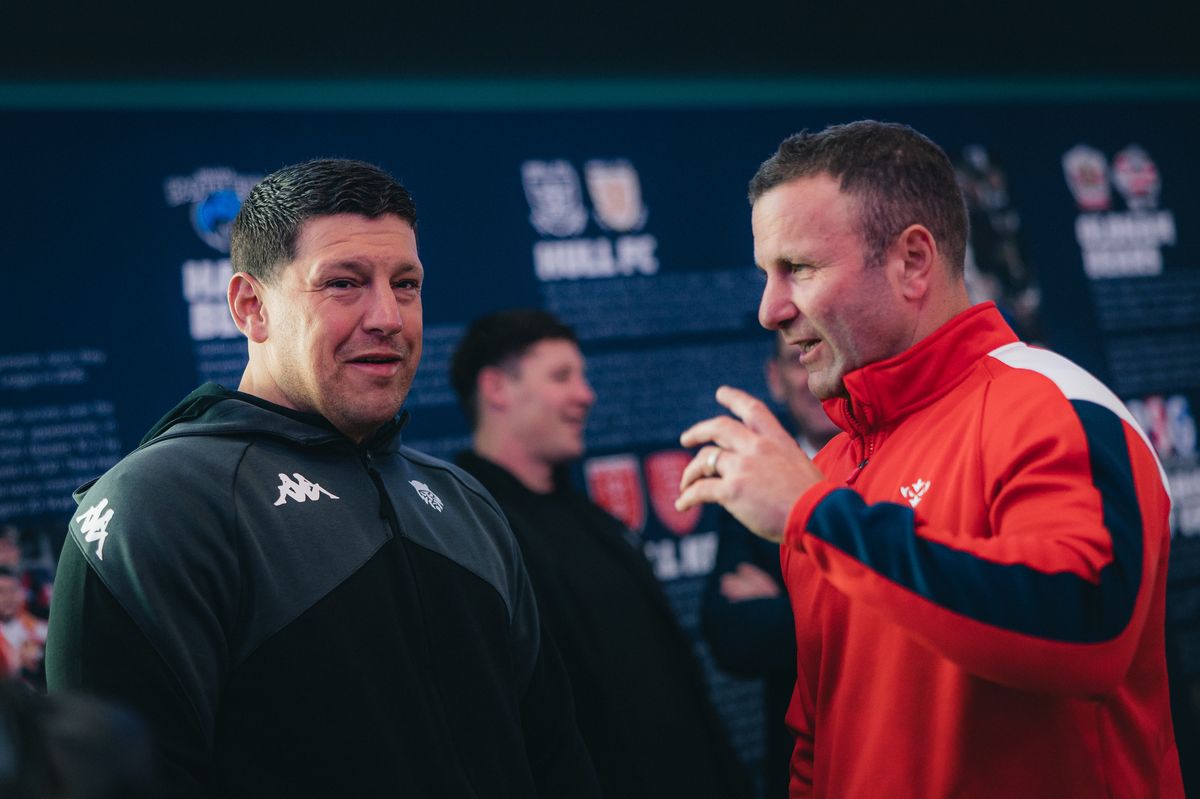 Wigan Warriors head coach Matt Peet and Hull KR head coach Willie Peters at Super League's official launch in Manchester last week.