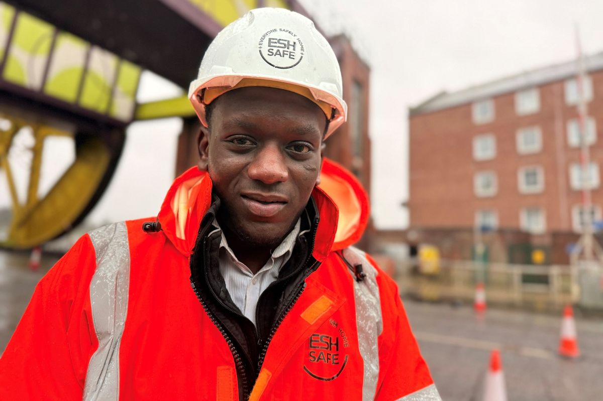 Aspiring quantity surveyor Bernard Fredy Djikingue Siewe is working on the Drypool Bridge scheme in Hull