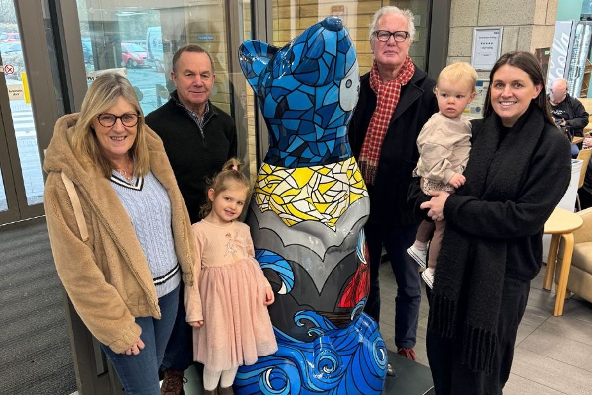 The Brignall family with Light the Way Rat, which now takes pride of place at the Queen's Centre at Castle Hill Hospital