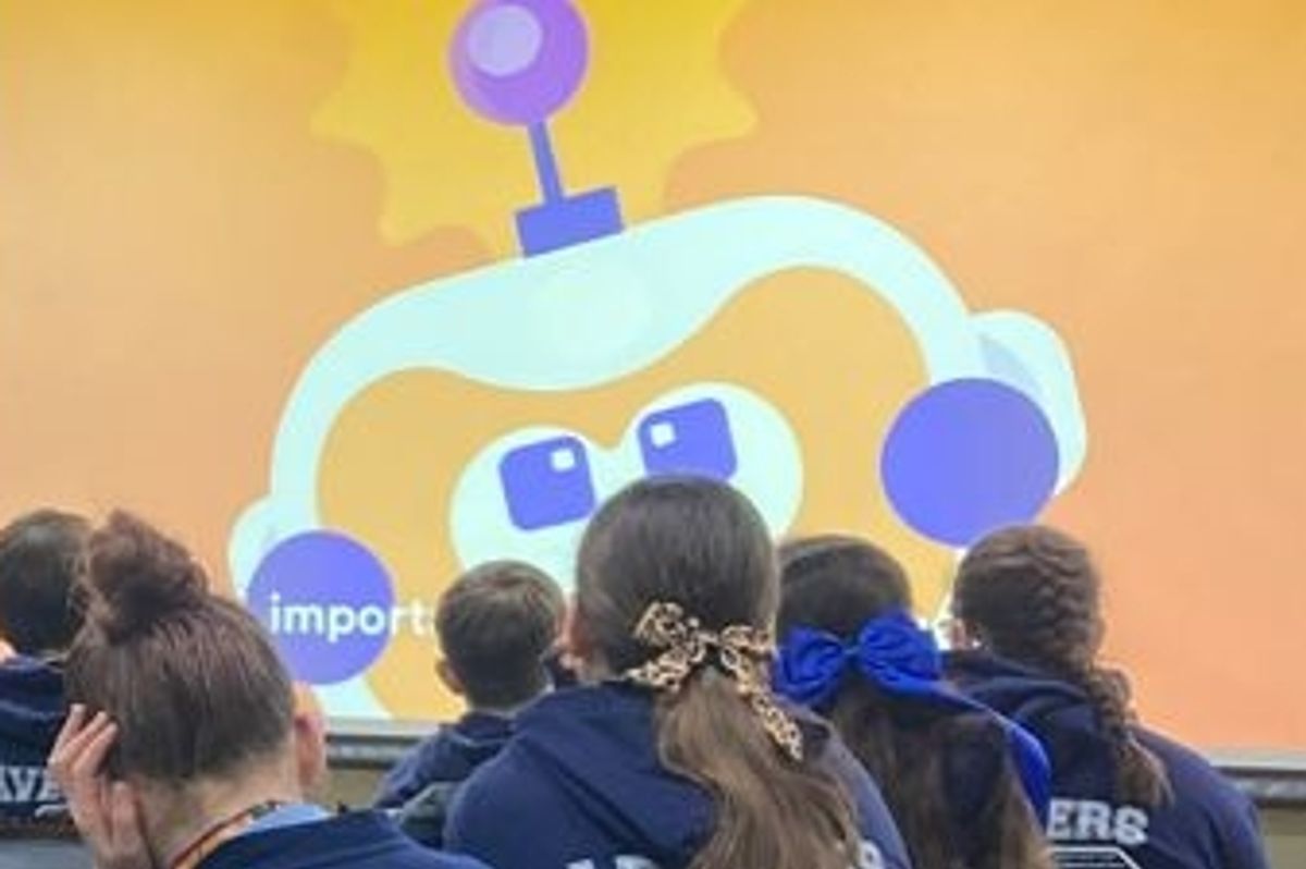 School children are introduced to new KCOM mascot KOMIT on Safer Internet Day in Hull