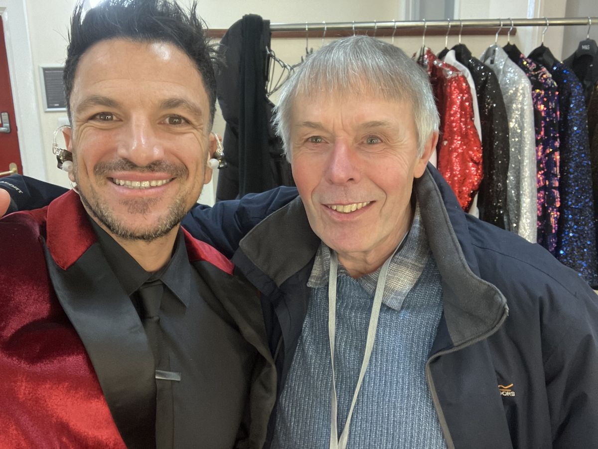 A selfie for Peter Andre and Alan Harrod, partner of reporter Deborah Hall