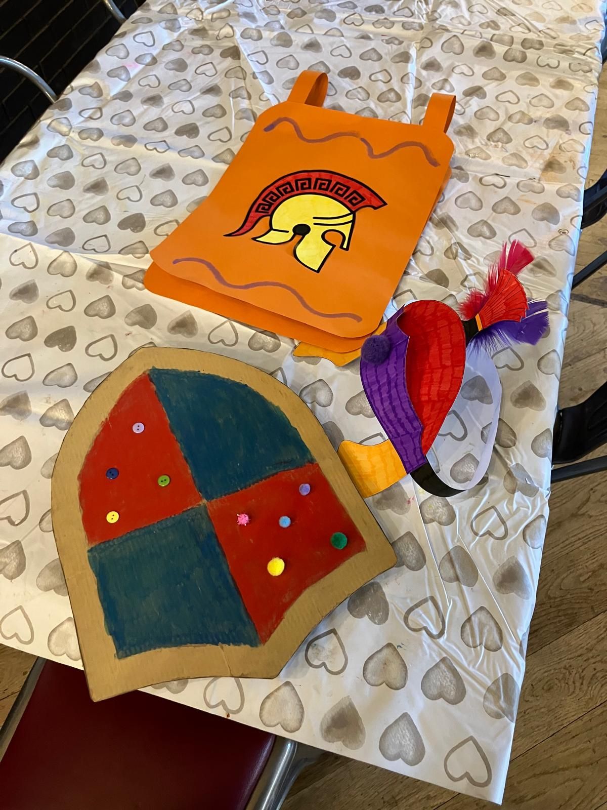 An example of the craft activity with a gladiator theme