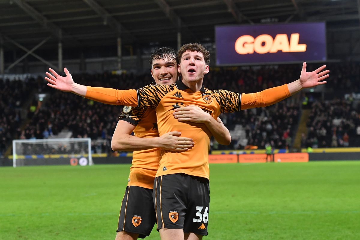 Lewis Koumas slammed in Hull City's fourth against Derby County