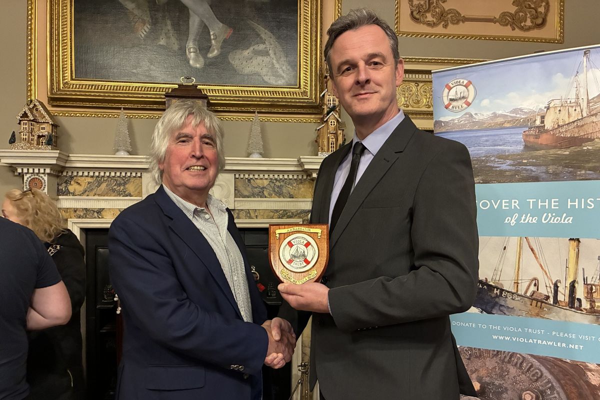 Dr Robb Robinson, left, and Philip Bennett at the Viola celebration event in Trinity House, Hull