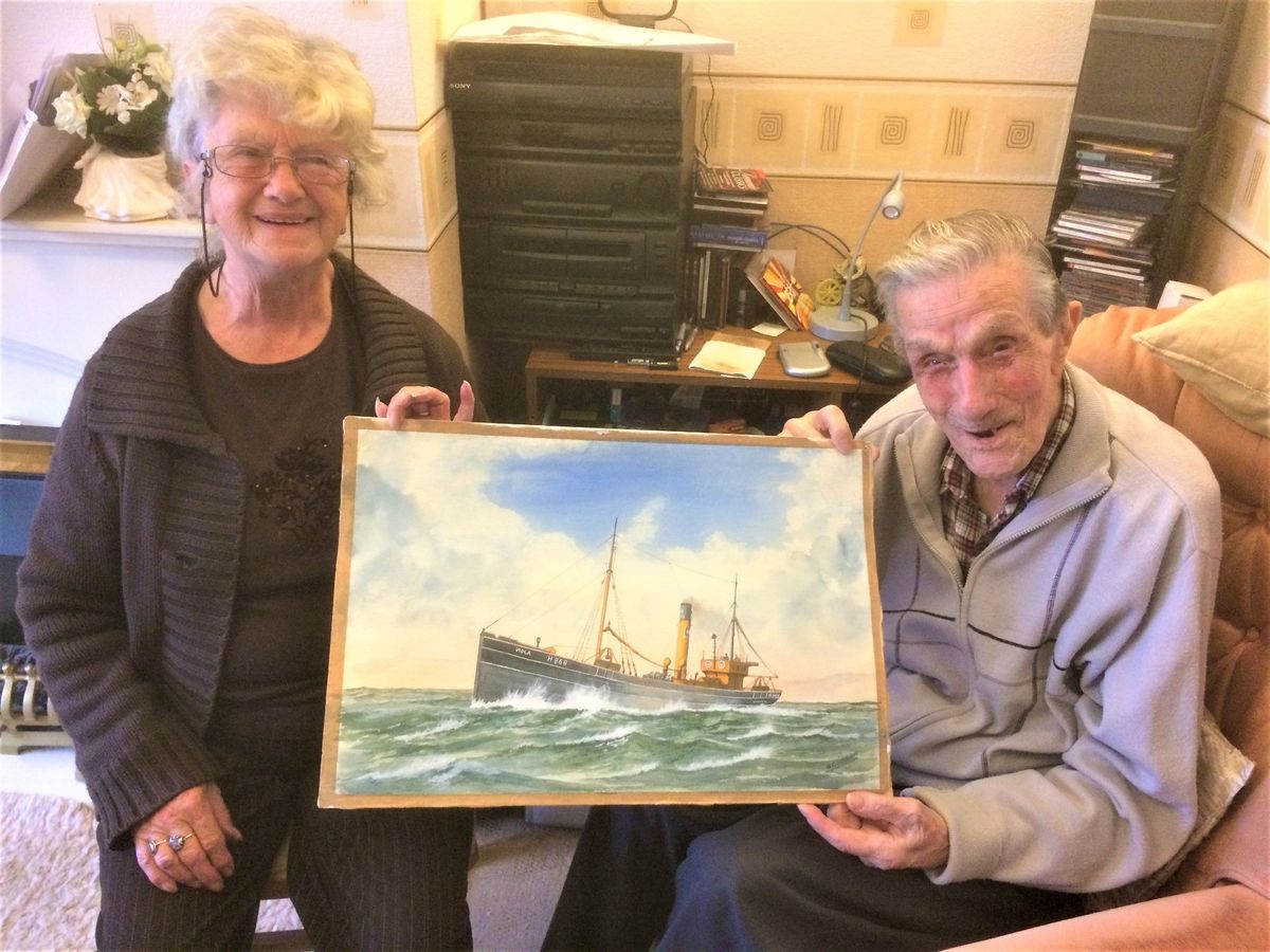 The late Eric Tharratt, Philip Bennett’s great-uncle, and Eric's daughter, the late Pat, with a picture of the Viola at Eric’s home in St Nicholas Avenue, Gipsyville
