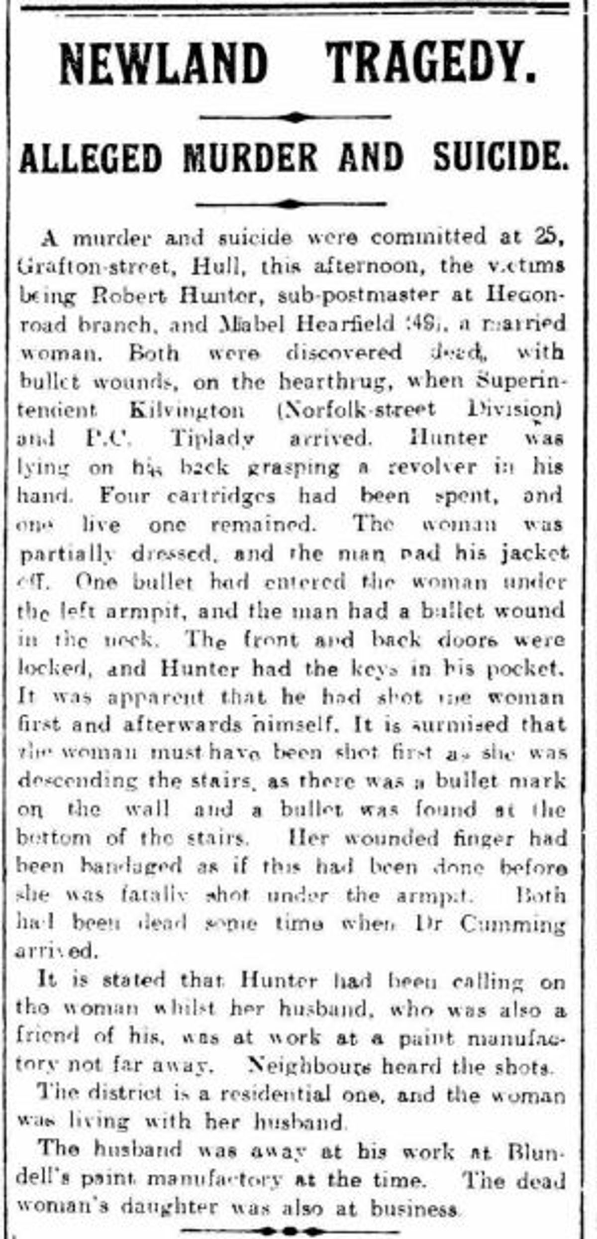 Mabel Hearfield was allegedly shot dead by Robert Hunter before he turned the gun on himself