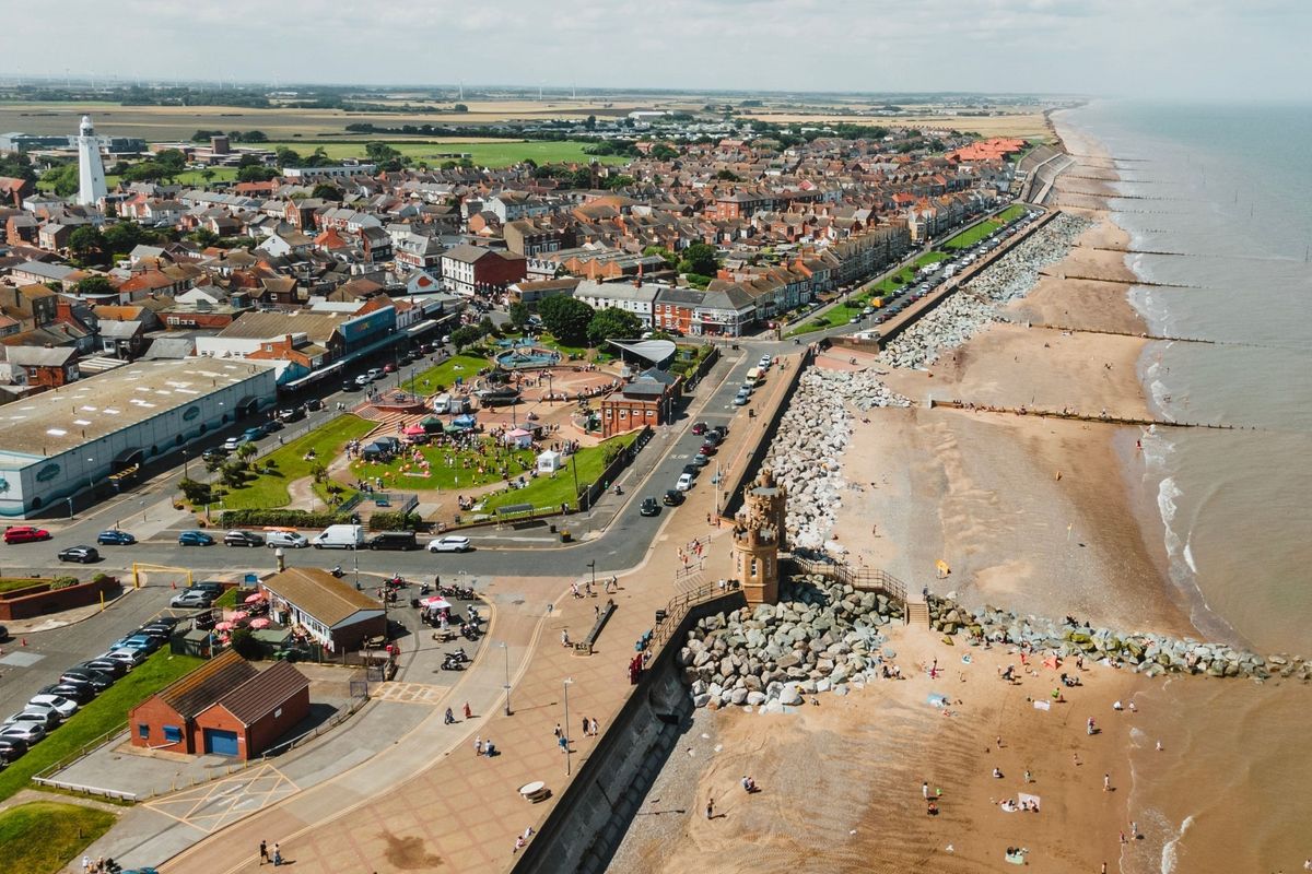 Aerial view of Withernsea and its coastline