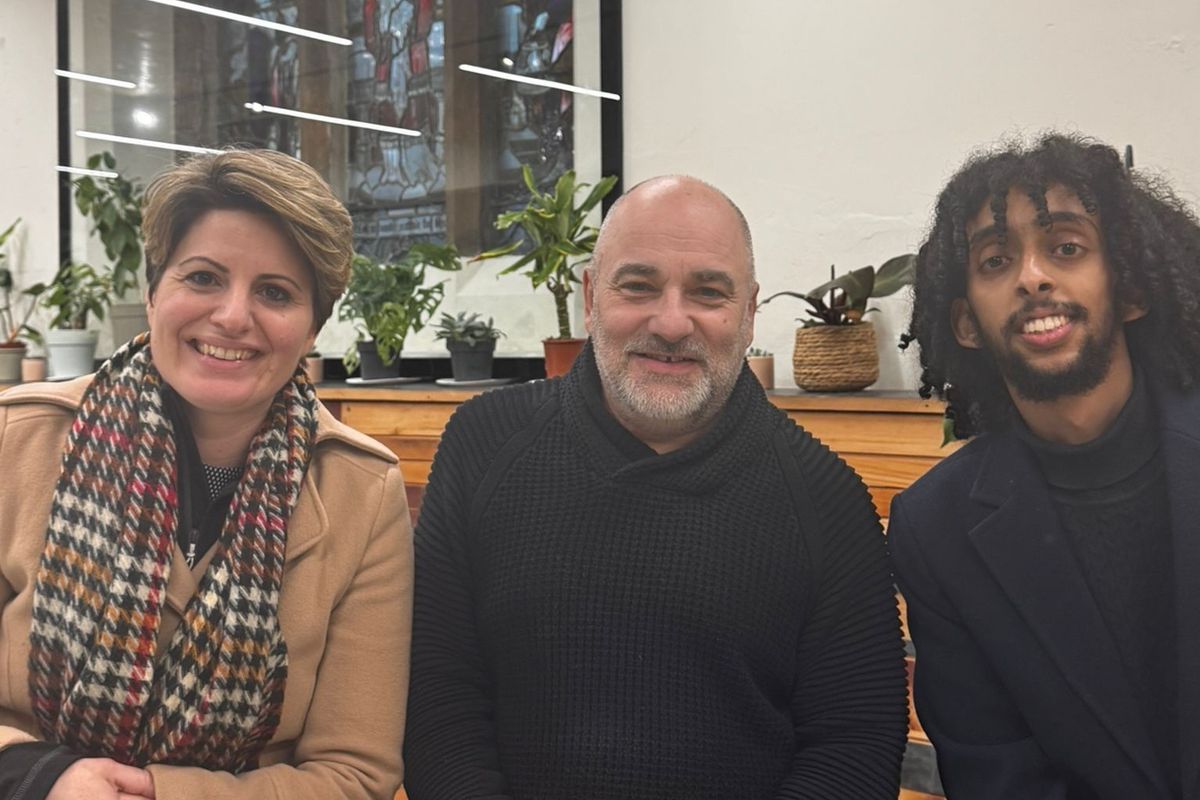 New Chair of the board Simon Berry with Emma Hardy MP (left) and Deputy Chair Haitam Almudi (right)