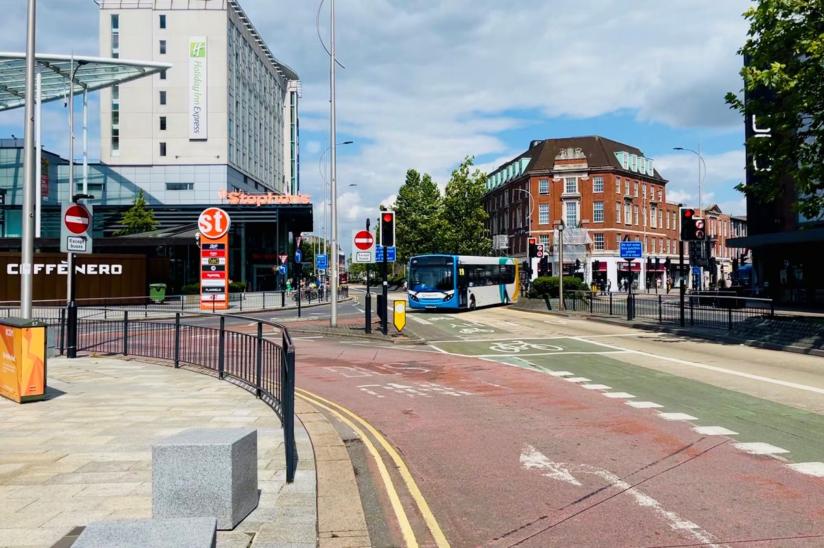 Ferensway at the junction of Brook Street and Margret Moxon Way.