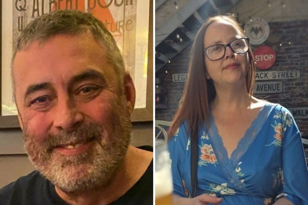 Tribute images of Stuart Moorby, left, and Rebecca Cox