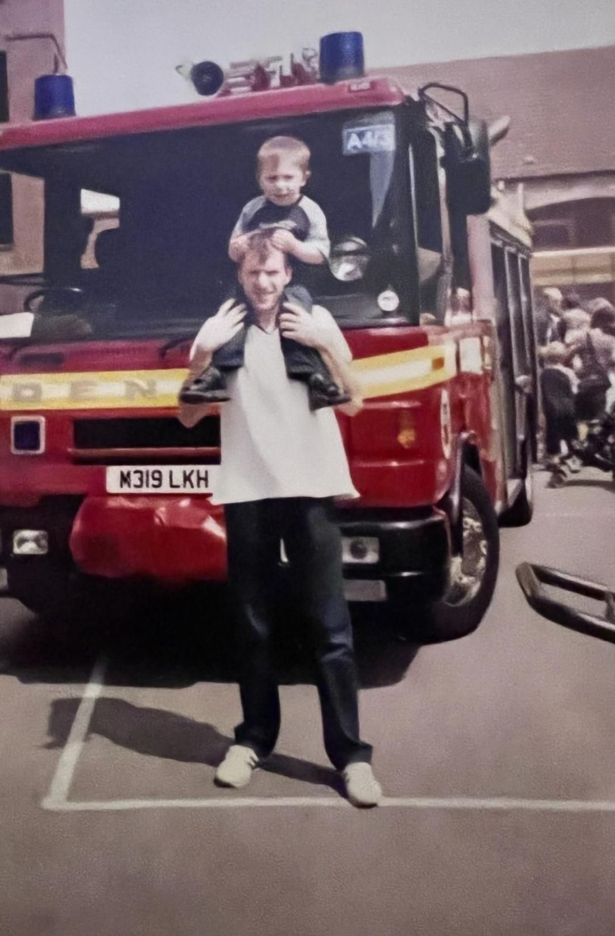 Riley Cameron with his dad, Neil