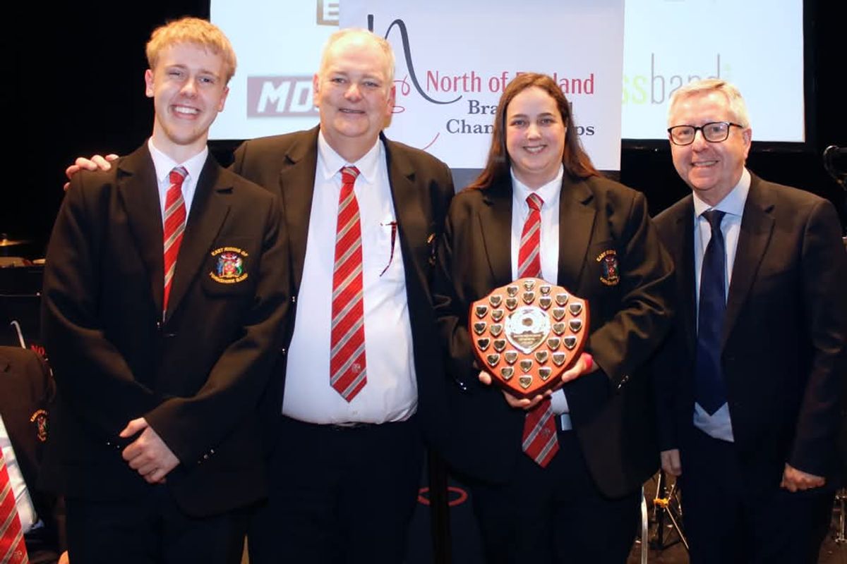 Toby Leng, Jonathan Evison (Chairman), CJ Dunn (Section Leader and Treasurer), best bass section shield presented by David Roberts