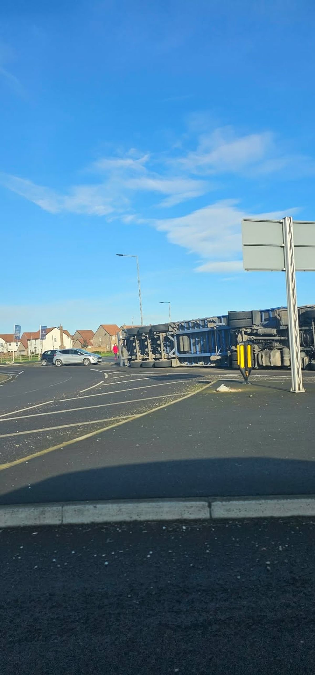 The HGV flipped onto its side