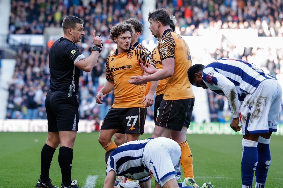 Hull City's Charlie Hughes was sent off at West Brom