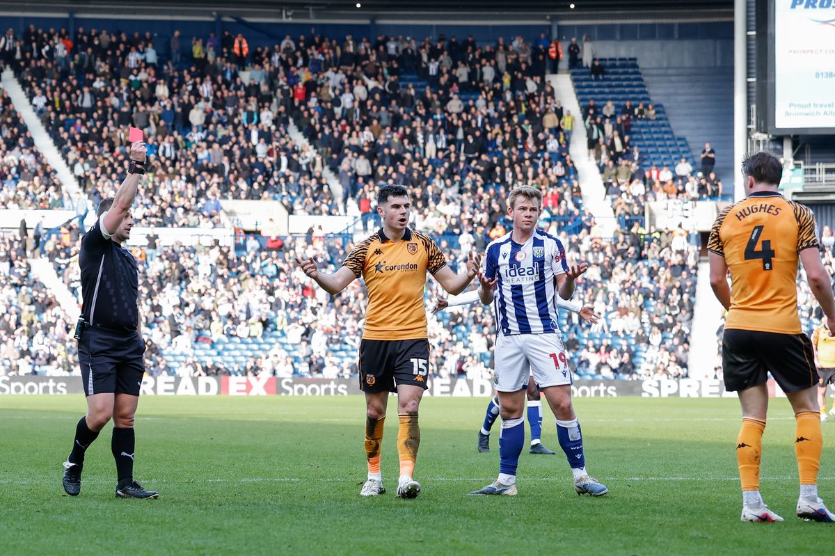 Hull City's Charlie Hughes was sent off by referee Josh Smith