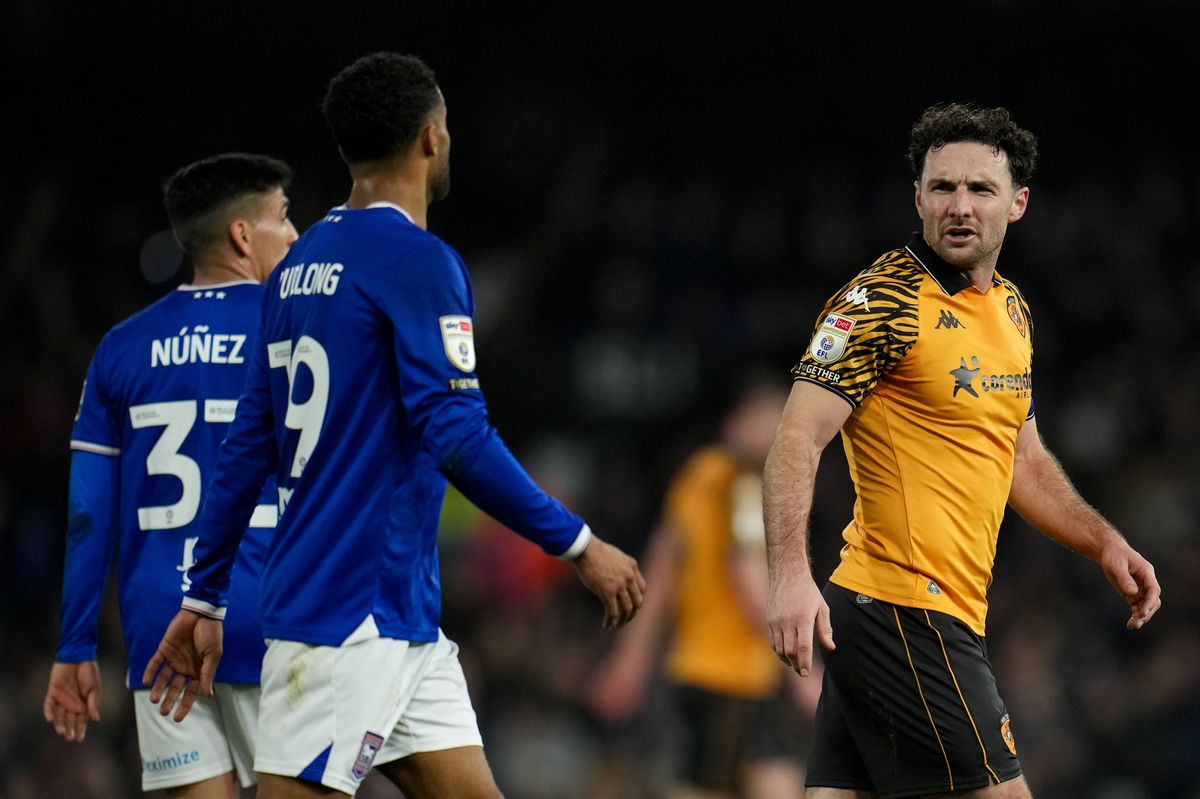 Lewie Coyle had to come off in the first half of City's defeat at Ipswich Town