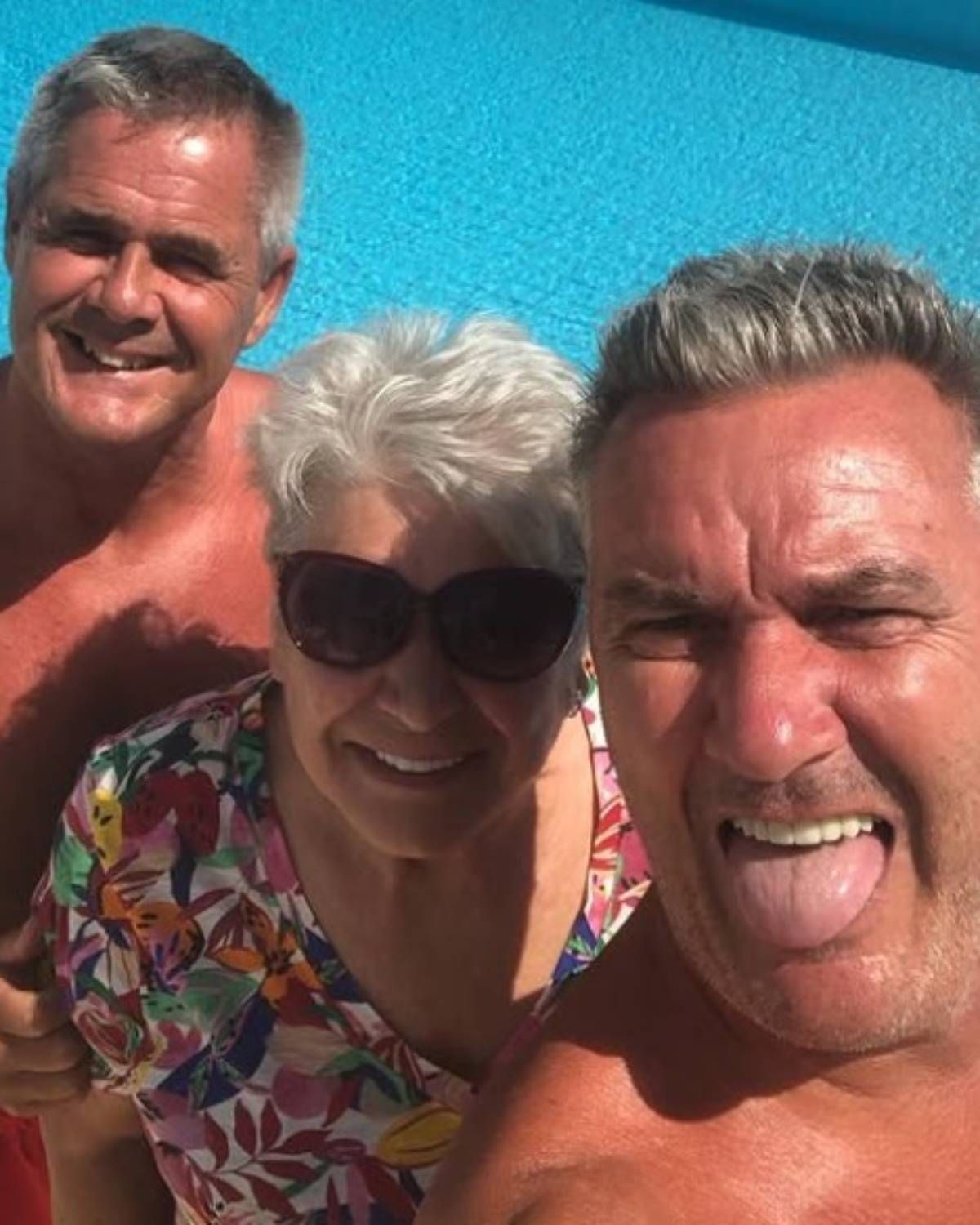 Gogglebox stars Jenny Rigby and Lee Riley with his partner Steve Mail (left) in Cyprus.