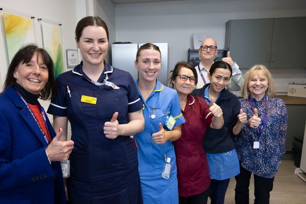 A thumbs-up from staff in one of the newly refurbished staff areas