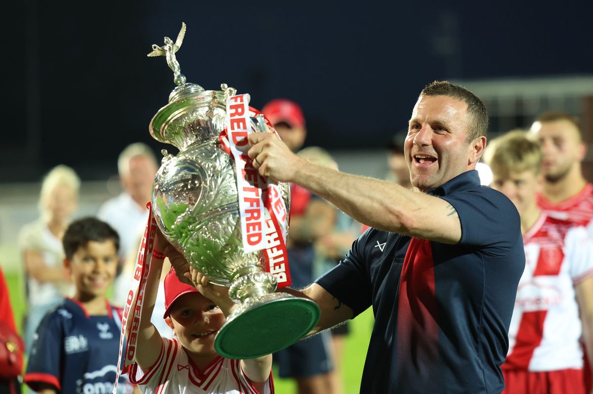 Hull KR head coach Willie Peters with the Challenge Cup at Sewell Group Craven Park.