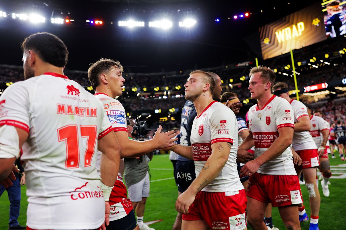 Hull KR were battered by Leeds Rhinos in Las Vegas.