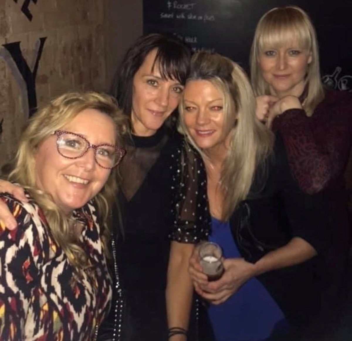 Kerry Brown with sister Leah, sister-in-law Kerri and friend Teresa